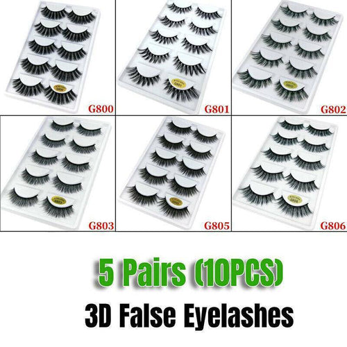 5 Pairs 3D Natural Thick False Fake Eyelashes Eye Lashes Mink Makeup Extension