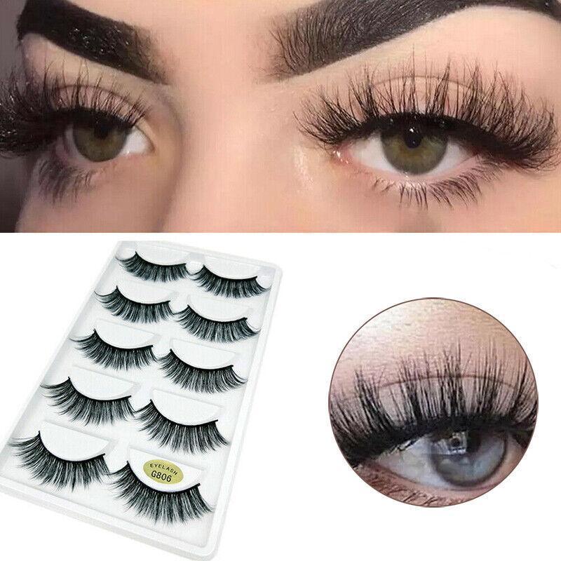 5 Pairs 3D Natural Thick False Fake Eyelashes Eye Lashes Mink Makeup Extension