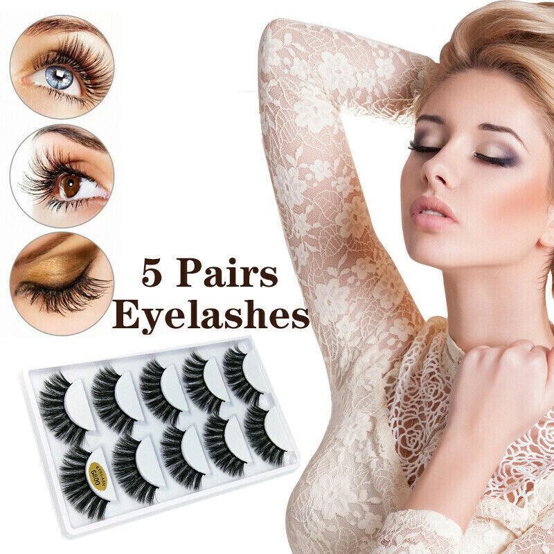 5 Pairs 3D Natural Thick False Fake Eyelashes Eye Lashes Mink Makeup Extension