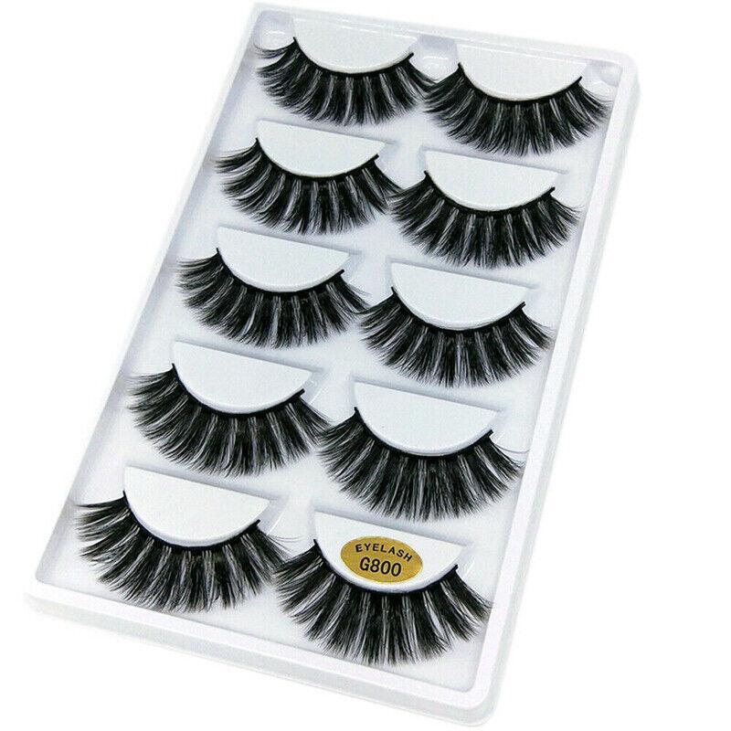 5 Pairs 3D Natural Thick False Fake Eyelashes Eye Lashes Mink Makeup Extension
