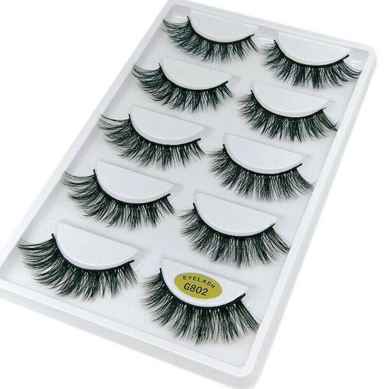 5 Pairs 3D Natural Thick False Fake Eyelashes Eye Lashes Mink Makeup Extension