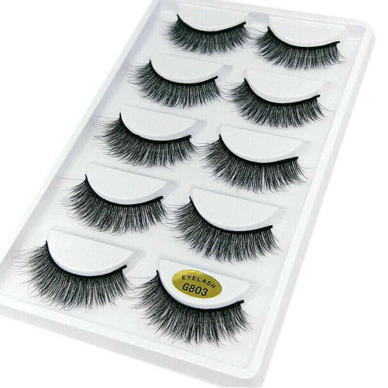 5 Pairs 3D Natural Thick False Fake Eyelashes Eye Lashes Mink Makeup Extension