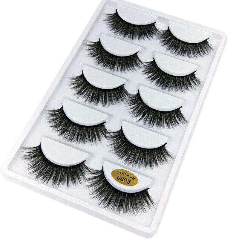5 Pairs 3D Natural Thick False Fake Eyelashes Eye Lashes Mink Makeup Extension
