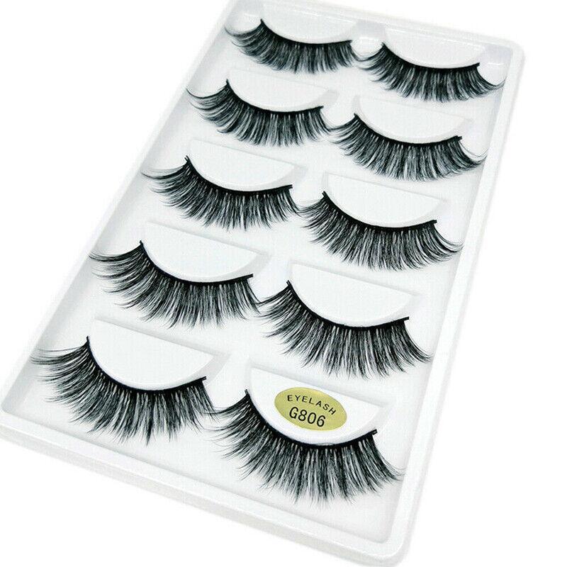 5 Pairs 3D Natural Thick False Fake Eyelashes Eye Lashes Mink Makeup Extension