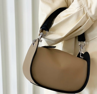 Retro Wing Bag - PU Leather Shoulder Handbag with Belt Detail