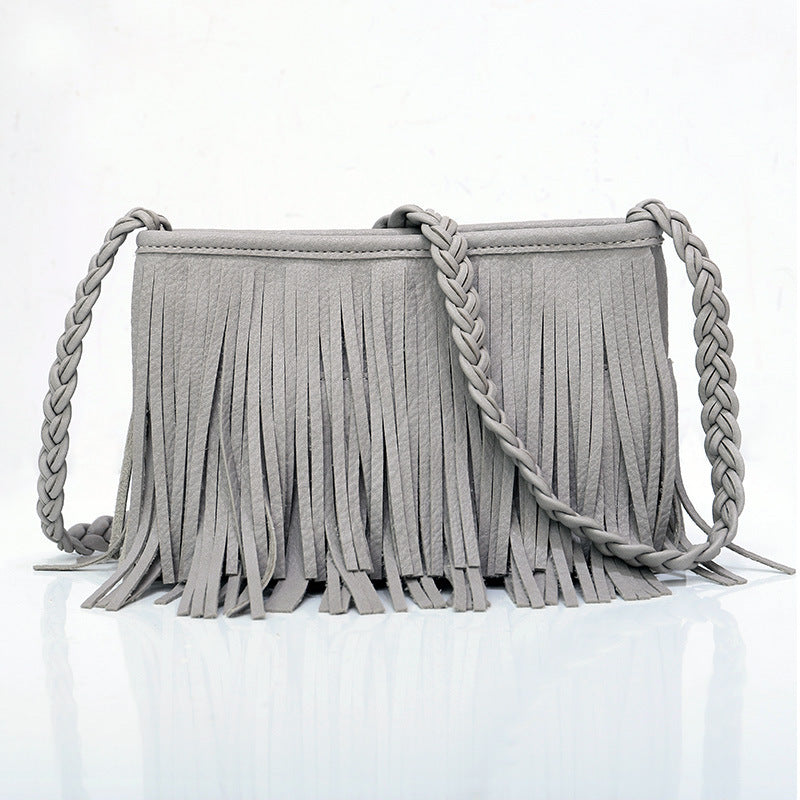 Woven Tassel Crossbody Bag - PU Leather Bag for Women