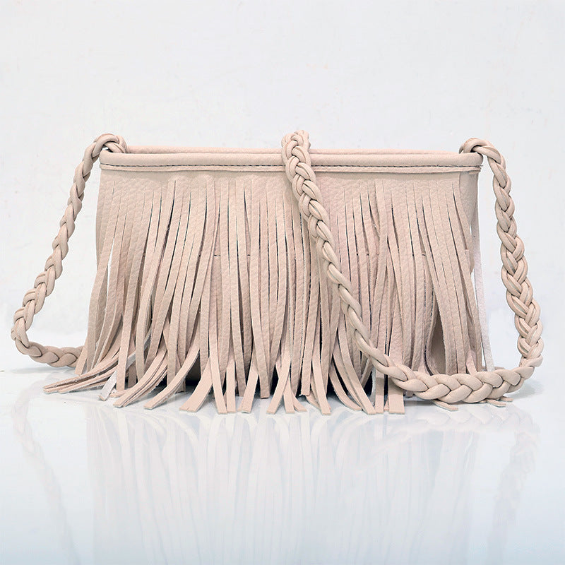Woven Tassel Crossbody Bag - PU Leather Bag for Women