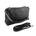 RB1025A | Women's Hand Bag with double zipper in Genuine Leather Made in Italy. Adjustable leather shoulder strap. Shiny Nickel hardware - Black color - Dimensions: cm 26 x 14 x 9-0