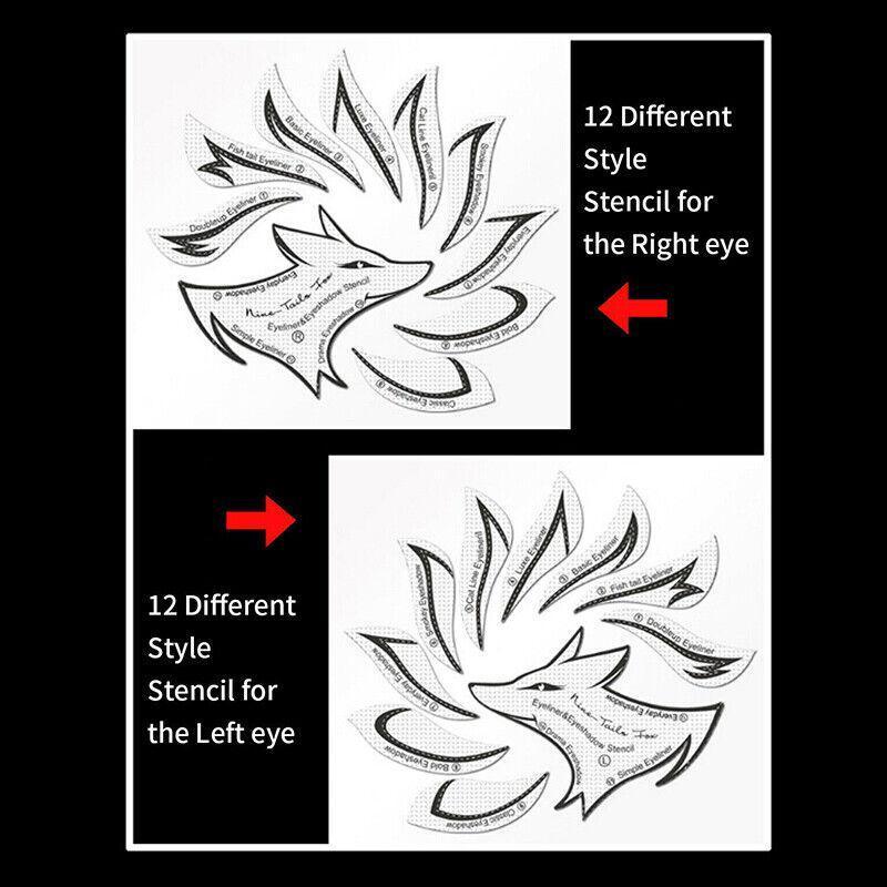Eyeliner Eyeshadow Stencil Set Eye Makeup Fox Template Non-Woven 12 Styles Cards-2